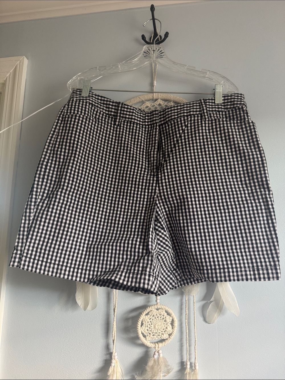 Lands' End Black and White Gingham Bermuda Shorts
